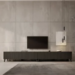 Meubella - TV-Meubel Pepinos 2 - Mat zwart - 300 cm