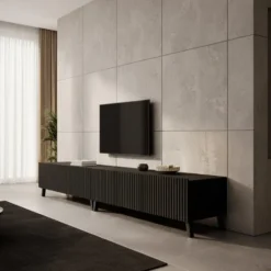 Meubella - TV-Meubel Pepinos 2 - Mat zwart - 300 cm