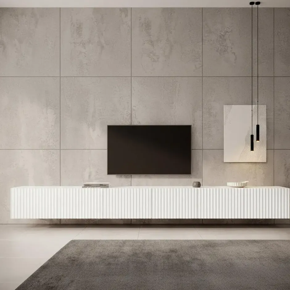 Meubella - TV-Meubel Pepinos - Wit - 300 cm