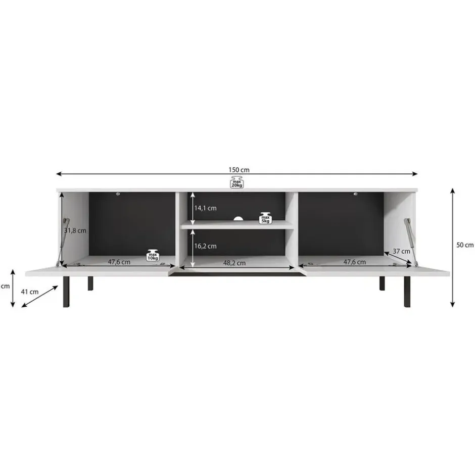 Meubella - TV-Meubel Queen - Eiken - 150 cm