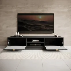 Meubella - TV-Meubel Tavares - Zwart - 180 cm