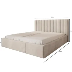 Meubella - Tweepersoonsbed Chief - Beige - Velvet - 180x200 cm