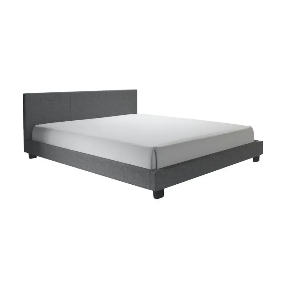 Meubella - Tweepersoonsbed George - Grijs - Stof - 160x200 cm