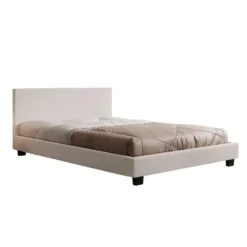 Meubella - Tweepersoonsbed George - Wit Teddystof - 140x200 cm