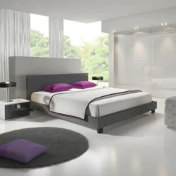 Meubella - Tweepersoonsbed George - Grijs - Stof - 180x200 cm