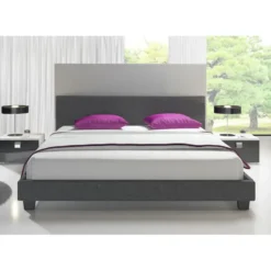 Meubella - Tweepersoonsbed George - Grijs - Stof - 180x200 cm