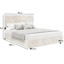 Meubella - Tweepersoonsbed Hernandez - Beige 160x200 cm - Met gaslift