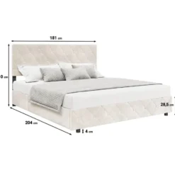 Meubella - Tweepersoonsbed Hernandez - Beige 180x200 cm - Met gaslift