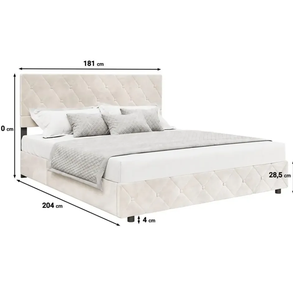 Meubella - Tweepersoonsbed Hernandez - Beige 180x200 cm - Met gaslift