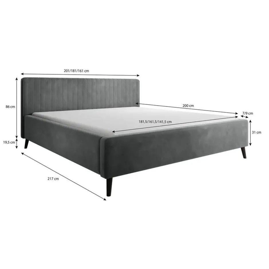 Meubella - Tweepersoonsbed Jackson - Beige - Velvet - 180x200 cm
