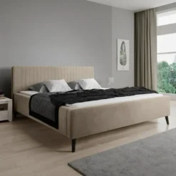 Meubella - Tweepersoonsbed Jackson - Beige - Velvet - 180x200 cm