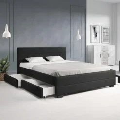Meubella - Tweepersoonsbed Loox - Zwart - 160x200 cm