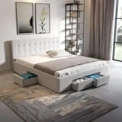 Meubella - Tweepersoonsbed Milo - Wit - 160x200 cm