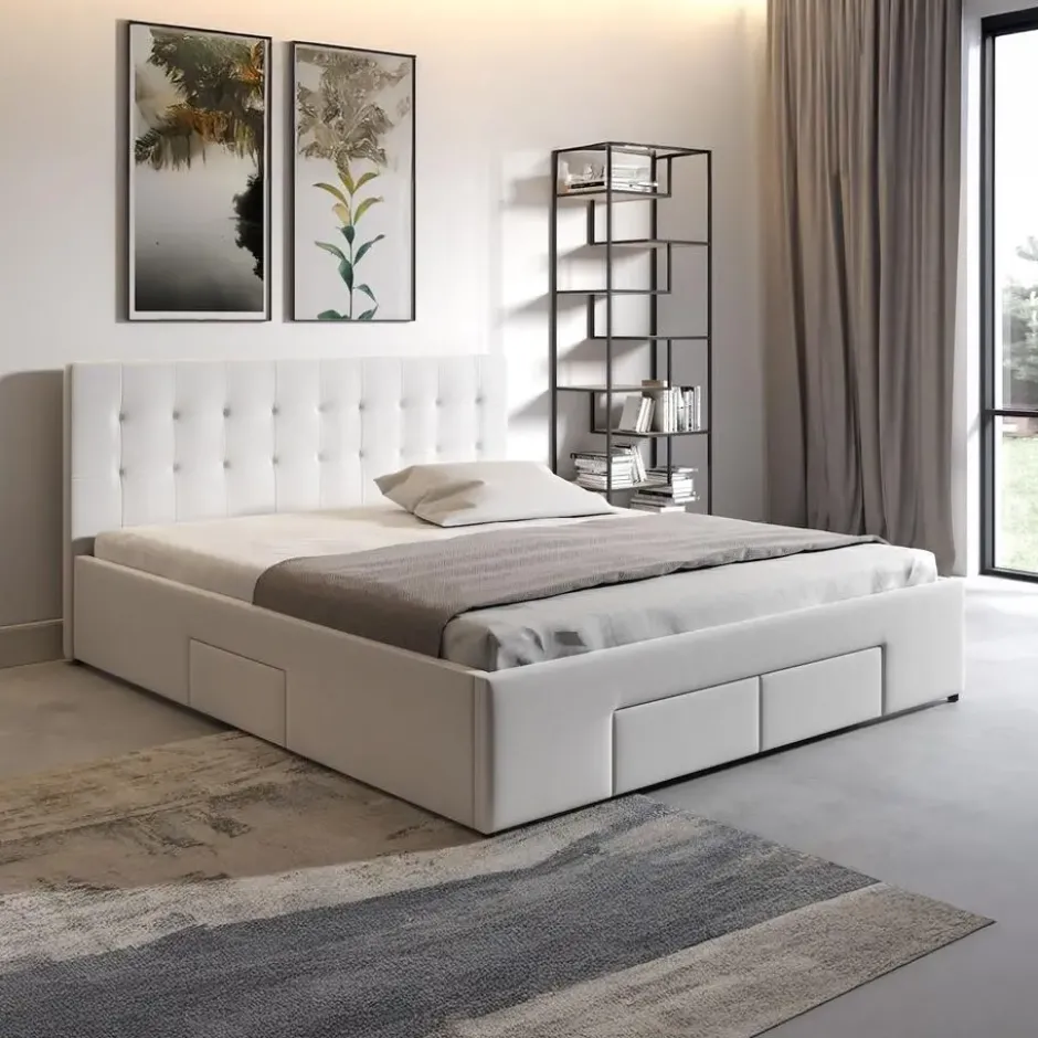 Meubella - Tweepersoonsbed Milo - Wit - 160x200 cm