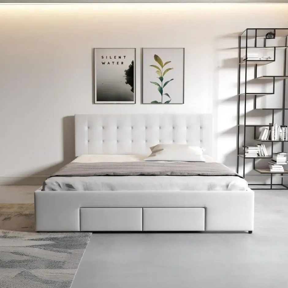 Meubella - Tweepersoonsbed Milo - Wit - 160x200 cm