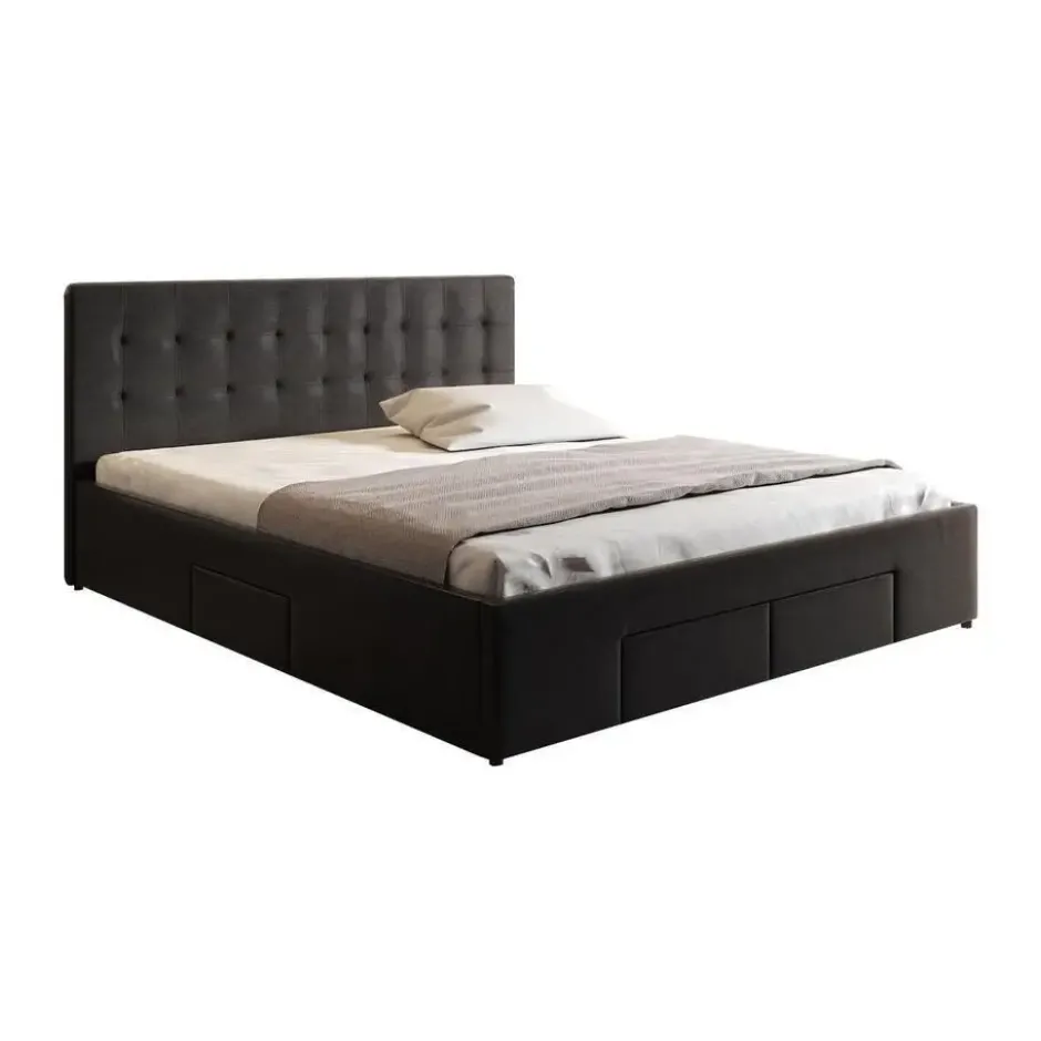 Meubella - Tweepersoonsbed Milo - Zwart - 160x200 cm