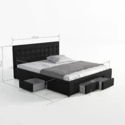 Meubella - Tweepersoonsbed Milo - Zwart - 160x200 cm