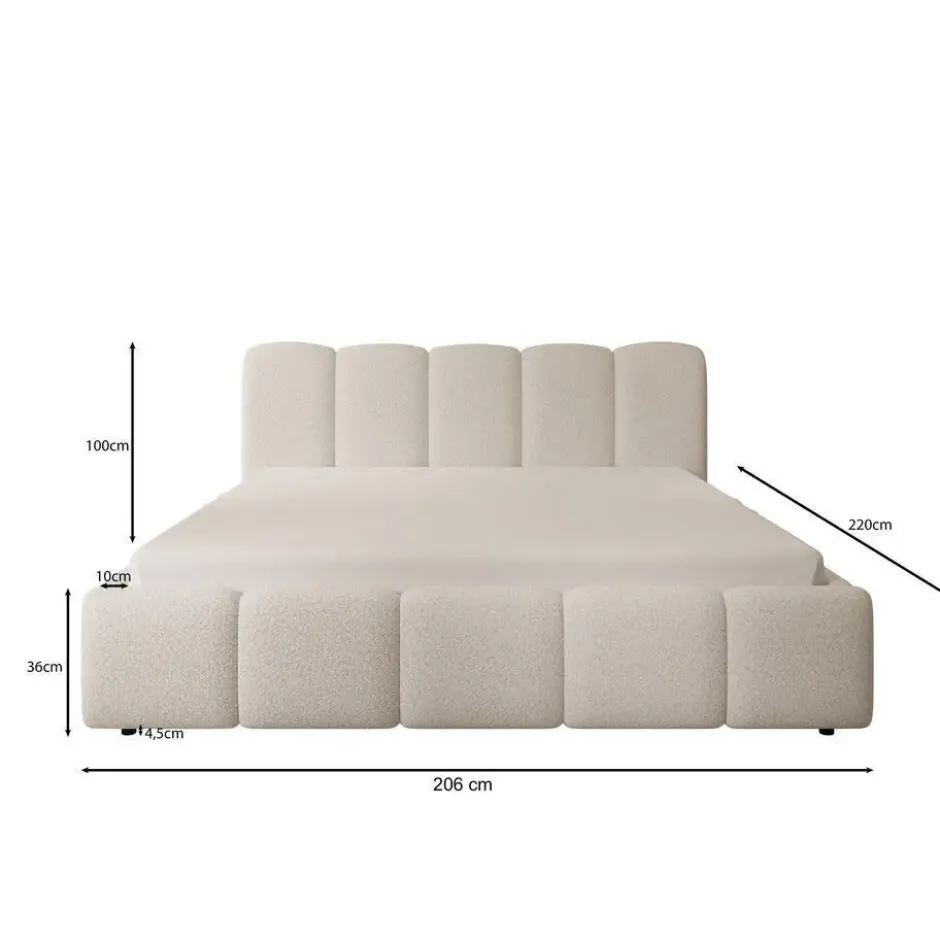 Meubella - Tweepersoonsbed Nolena - Beige stof - 180x200 cm