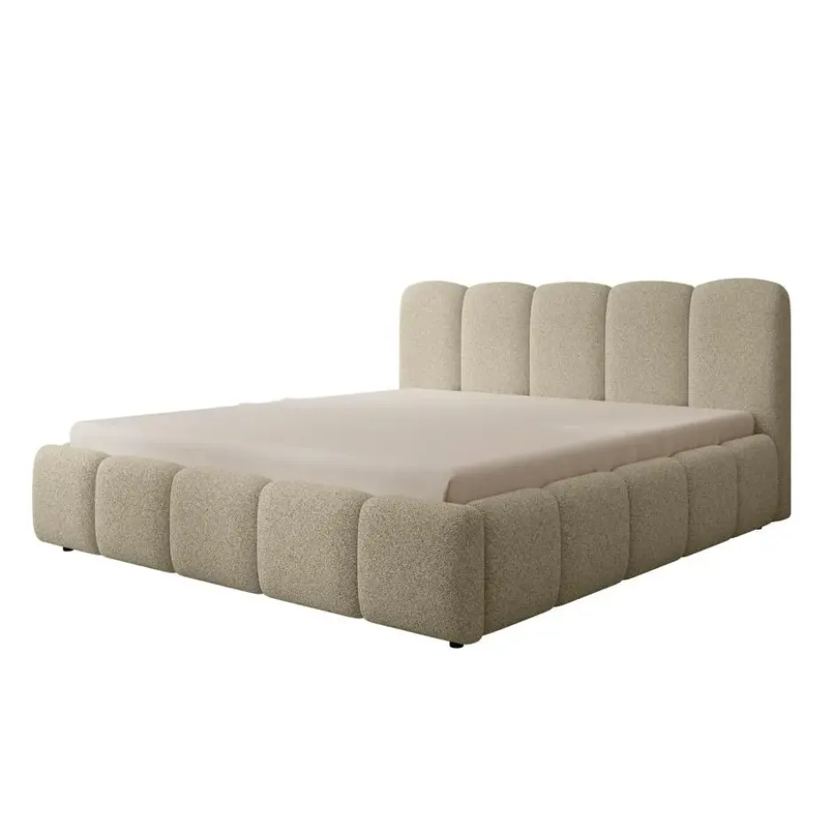Meubella - Tweepersoonsbed Nolena - Beige stof - 180x200 cm