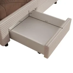 Meubella - Tweepersoonsbed Suente - Beige ribstof - 140x200 cm