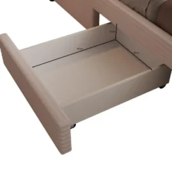 Meubella - Tweepersoonsbed Suente - Beige ribstof - 140x200 cm