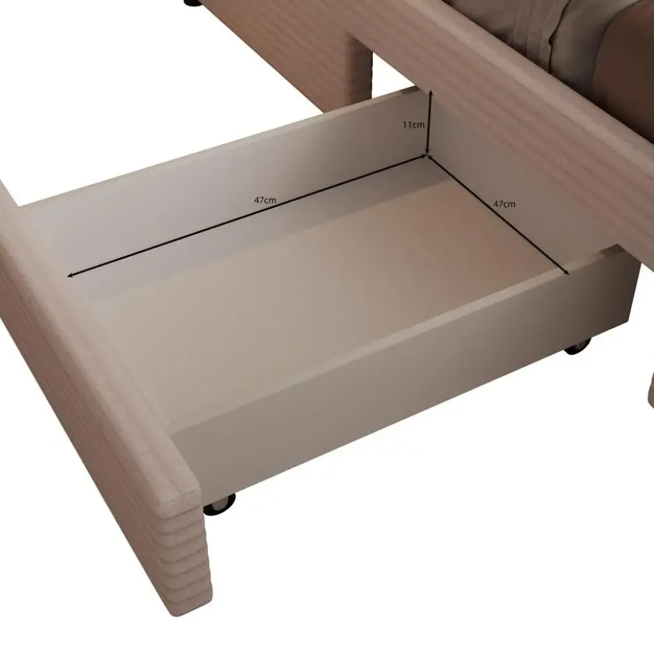 Meubella - Tweepersoonsbed Suente - Beige ribstof - 160x200 cm