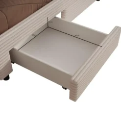 Meubella - Tweepersoonsbed Suente - Beige ribstof - 160x200 cm