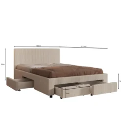 Meubella - Tweepersoonsbed Suente - Wit Teddystof - 140x200 cm