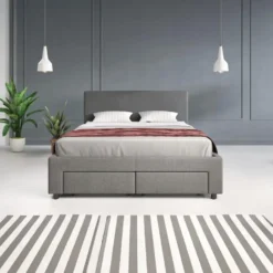 Meubella - Tweepersoonsbed Suente - Grijs - 140x200 cm