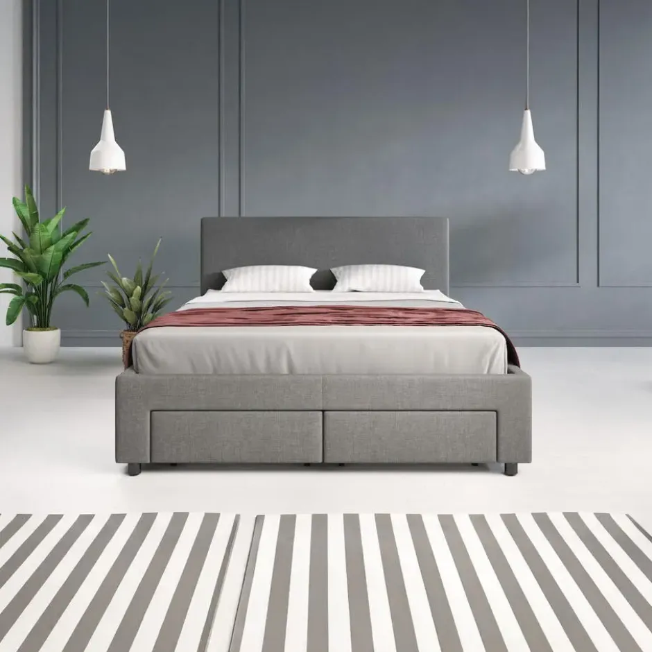 Meubella - Tweepersoonsbed Suente - Grijs - 140x200 cm
