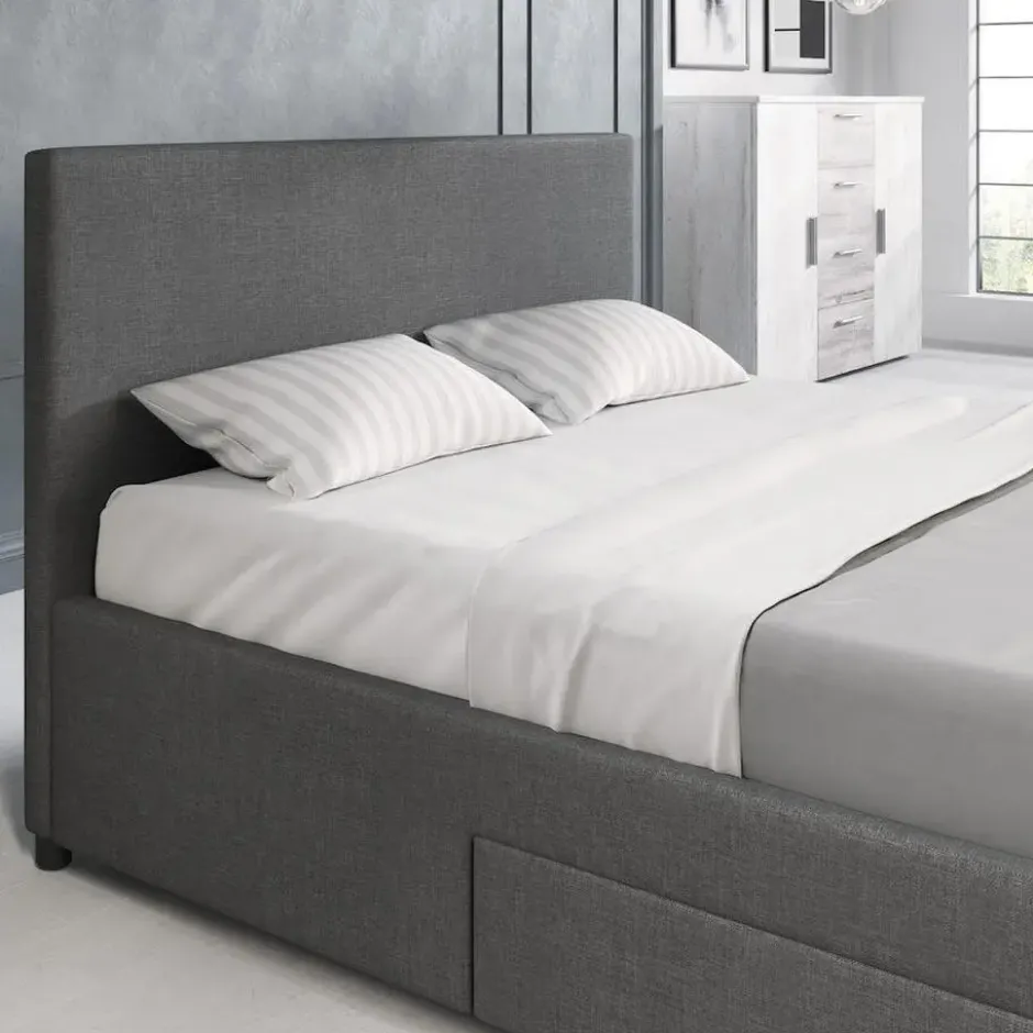 Meubella - Tweepersoonsbed Suente - Grijs - 140x200 cm