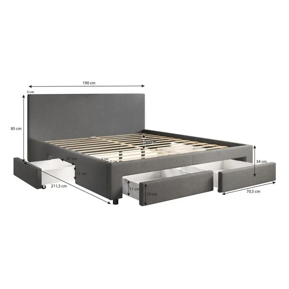 Meubella - Tweepersoonsbed Suente - Zwart - 180x200 cm