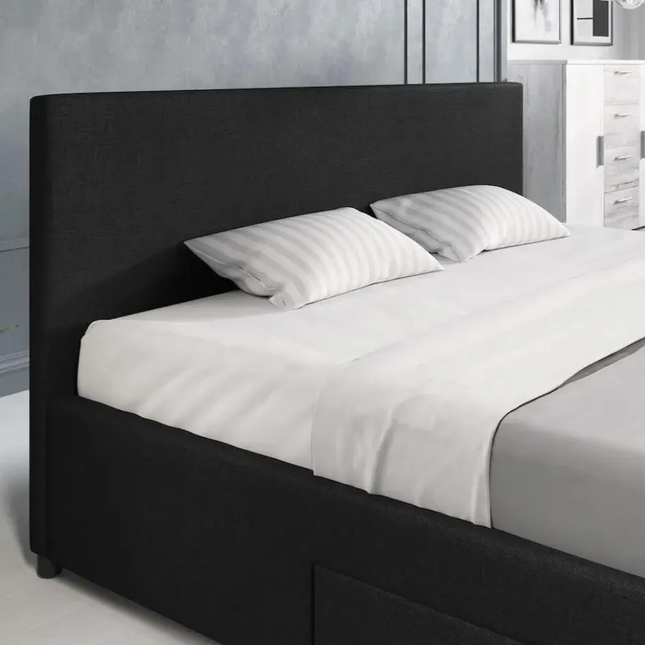 Meubella - Tweepersoonsbed Suente - Zwart - 180x200 cm
