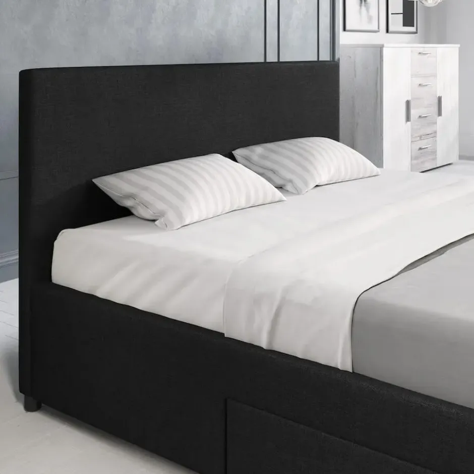 Meubella - Tweepersoonsbed Suente - Zwart - 140x200 cm