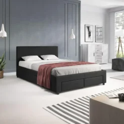Meubella - Tweepersoonsbed Suente - Zwart - 140x200 cm
