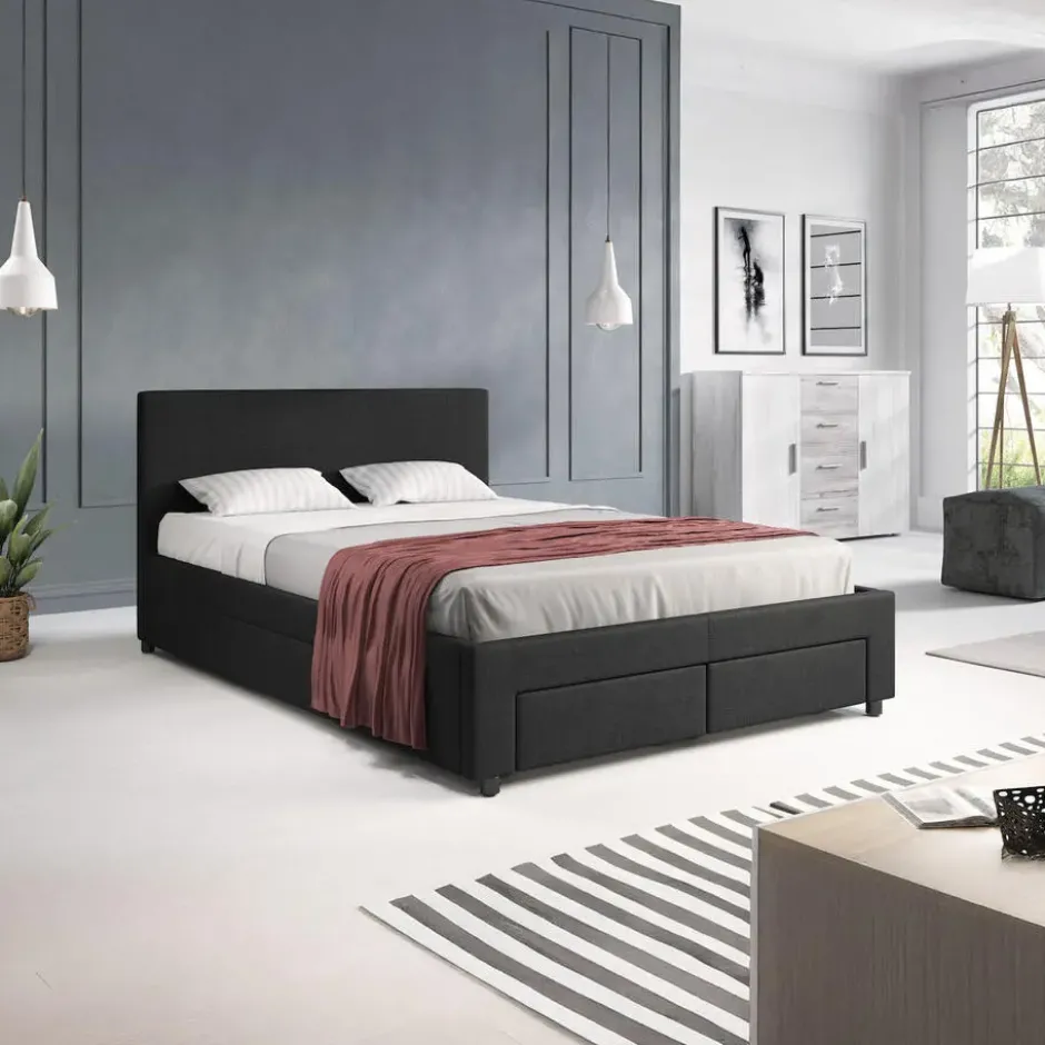 Meubella - Tweepersoonsbed Suente - Zwart - 140x200 cm