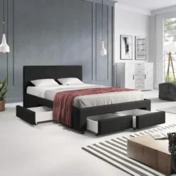 Meubella - Tweepersoonsbed Suente - Zwart - 140x200 cm