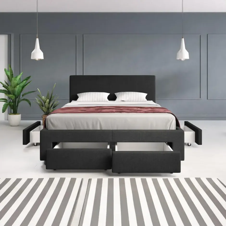 Meubella - Tweepersoonsbed Suente - Zwart - 140x200 cm