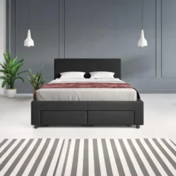 Meubella - Tweepersoonsbed Suente - Zwart - 140x200 cm