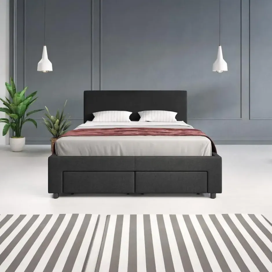 Meubella - Tweepersoonsbed Suente - Zwart - 140x200 cm