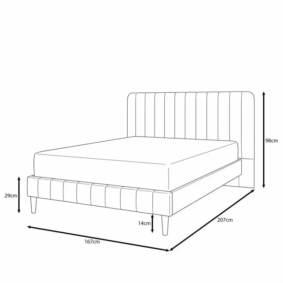 Meubella - Velamar - Tweepersoonsbed - Velvet beige - 140x200 cm