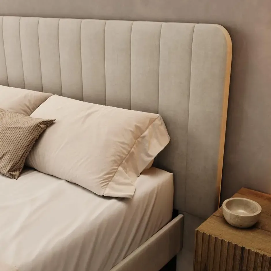 Meubella - Velamar - Tweepersoonsbed - Velvet beige - 140x200 cm