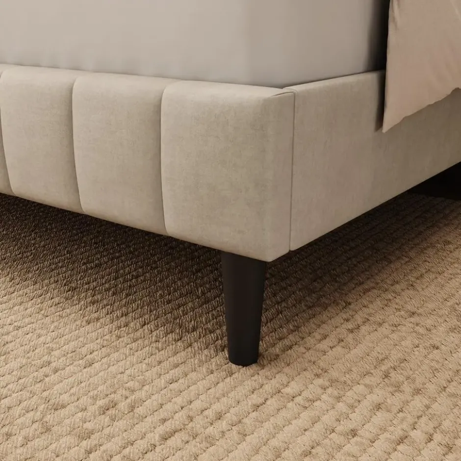 Meubella - Velamar - Tweepersoonsbed - Velvet beige - 140x200 cm