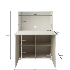 Meubella - Verity - Bureau uitklapbaar met LED - Wit - 90x42x125 cm
