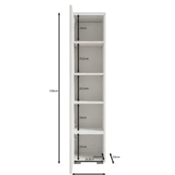 Meubella - Verity - Vitrinekast met LED - Beige - 30x33x130 cm