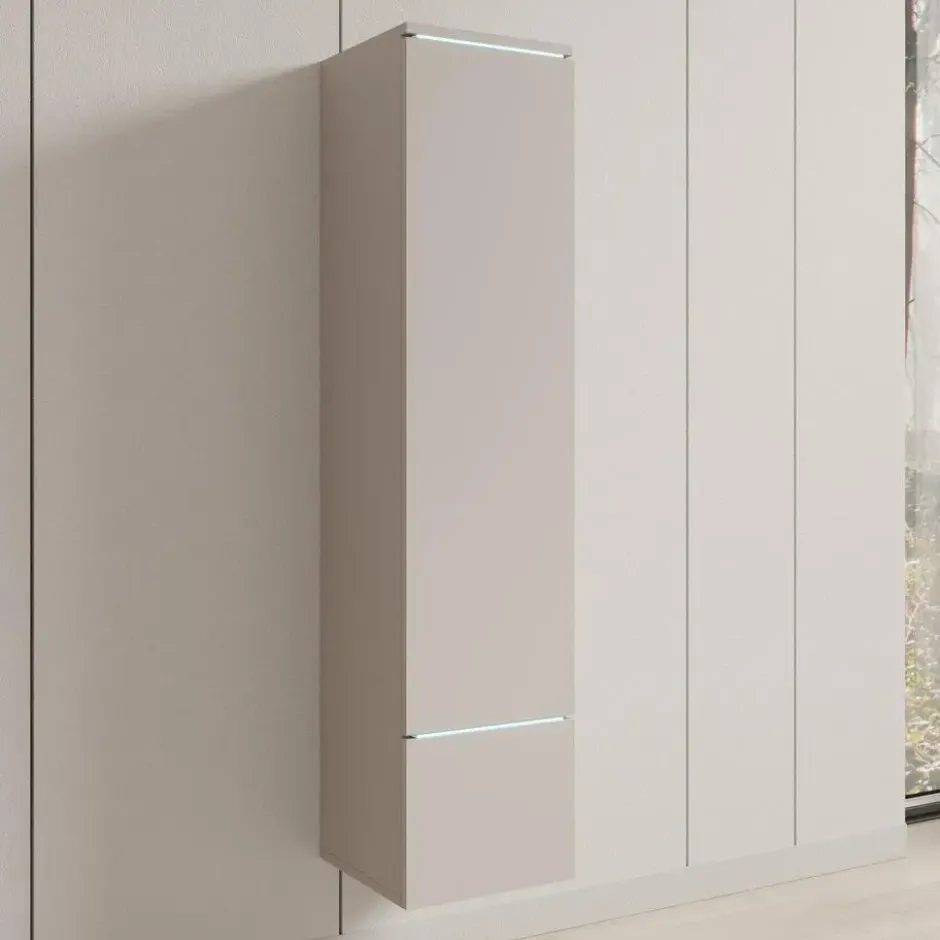 Meubella - Verity - Vitrinekast met LED - Beige - 30x33x130 cm