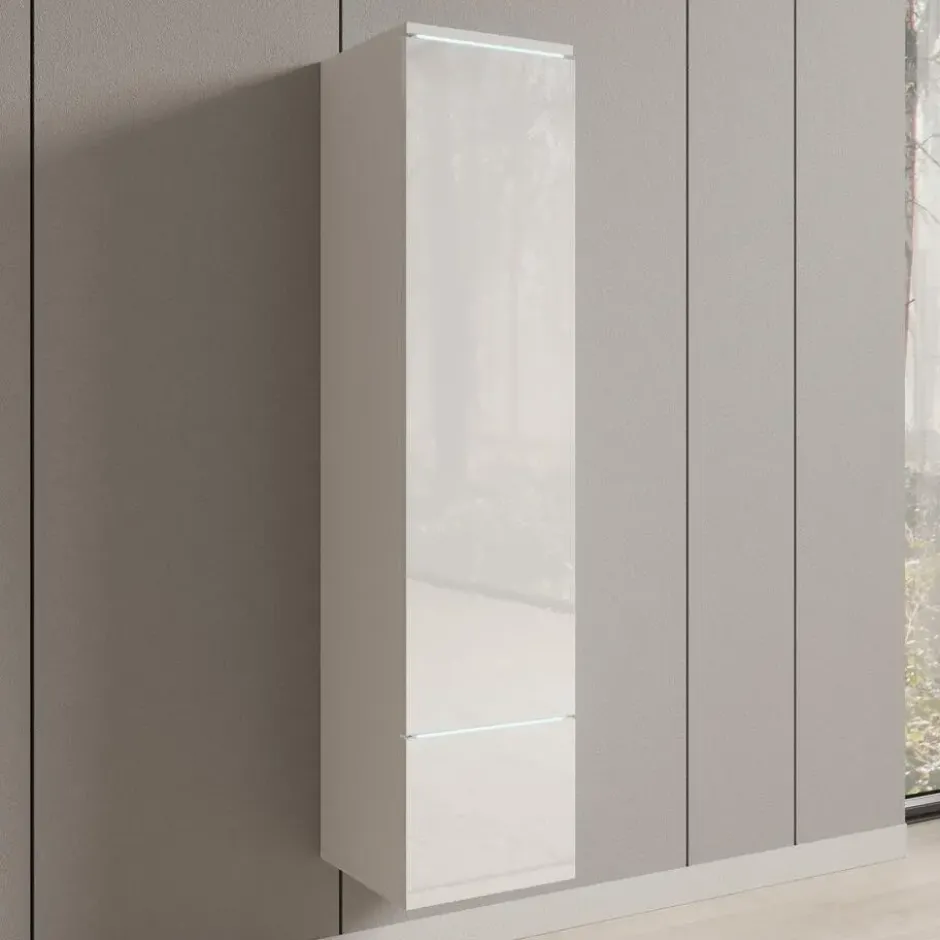 Meubella - Verity - Vitrinekast met LED - Wit - 30x33x130 cm