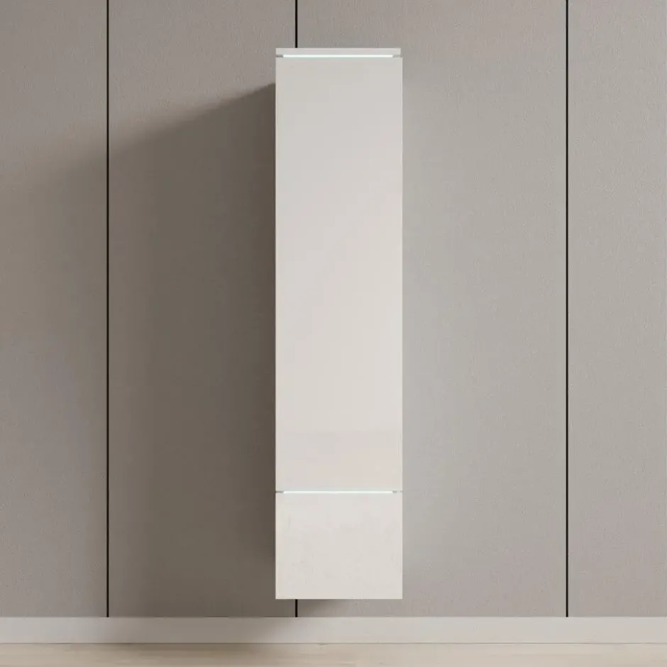 Meubella - Verity - Vitrinekast met LED - Wit - 30x33x130 cm