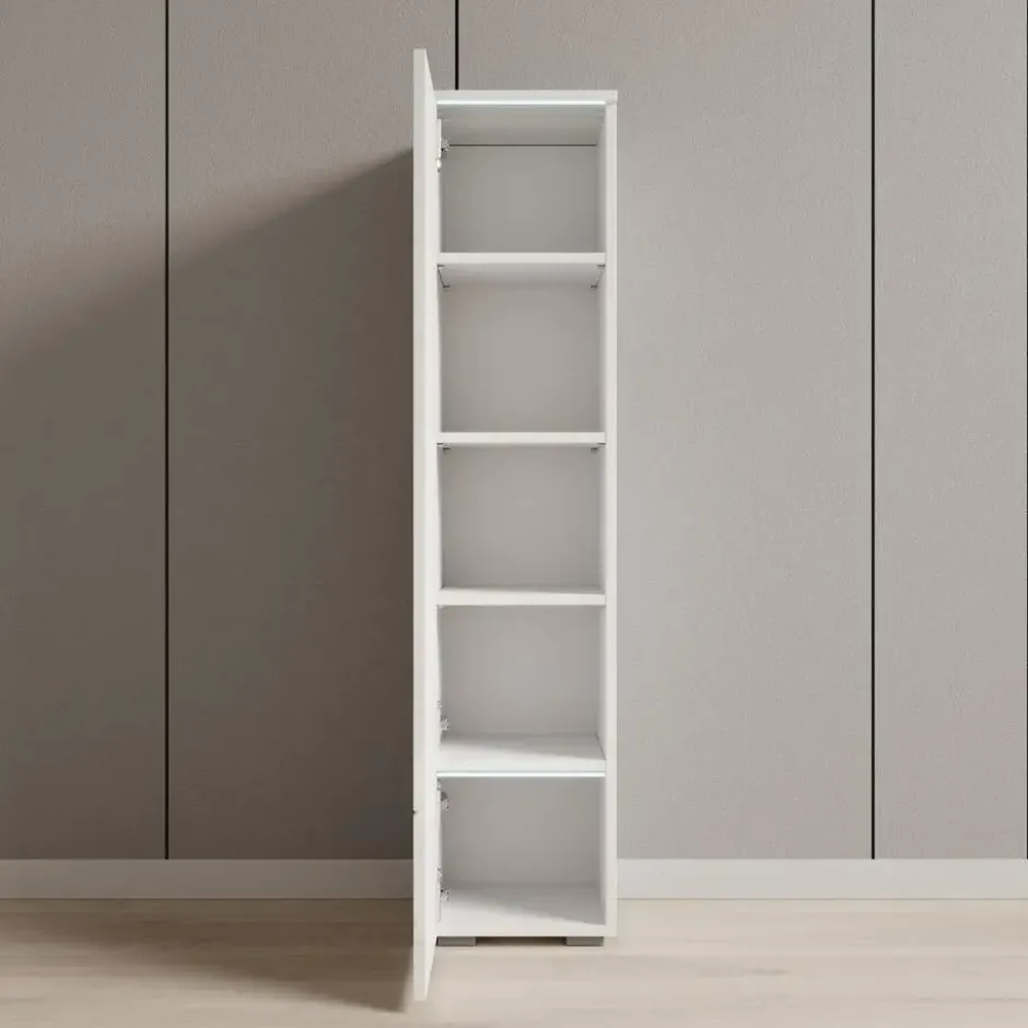 Meubella - Verity - Vitrinekast met LED - Wit - 30x33x130 cm