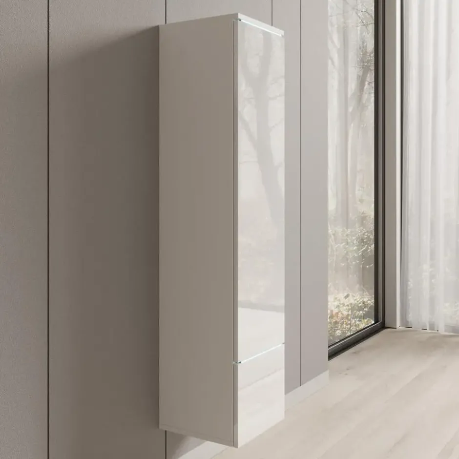 Meubella - Verity - Vitrinekast met LED - Wit - 30x33x130 cm